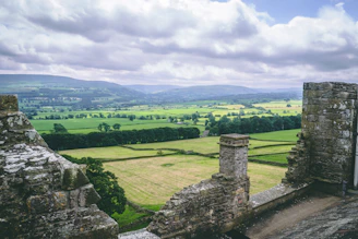 Ruins of an Illyrian fortress overlooking a lush green valley