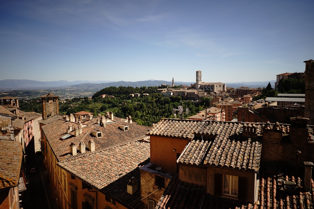 aerial photo of concrete houses, roofs of perugia