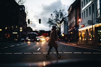 woman crossing on road