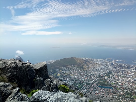 aerial photography of city and white clouds in Table Mountain South Africa
