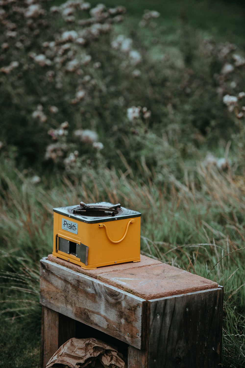 yellow camping stove