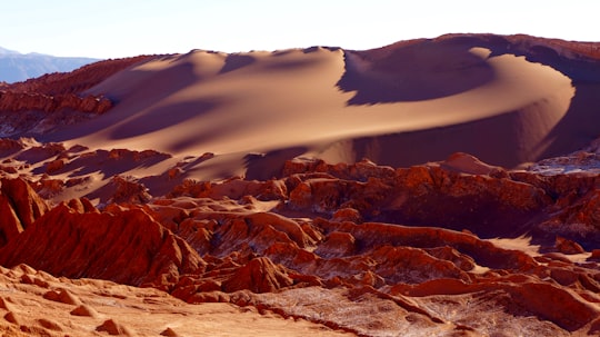 rock formation under white sky in Atacama Desert Chile