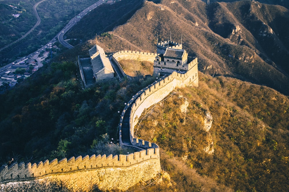 Great Wall of China in aerial view