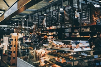 person inside bakery shop