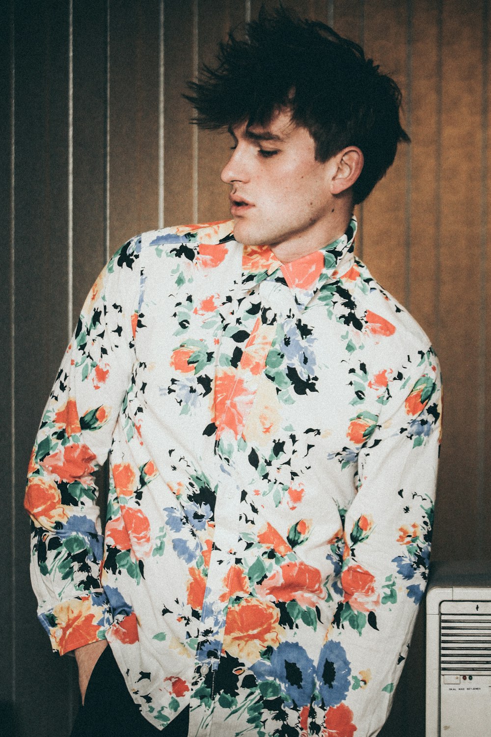 multicolored floral dress shirt