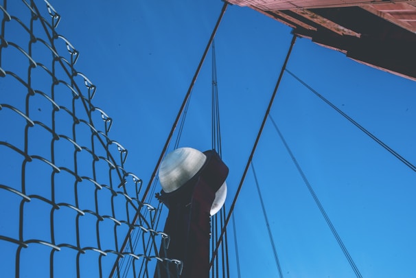 Wide shot of large cargo net used for industrial purposes