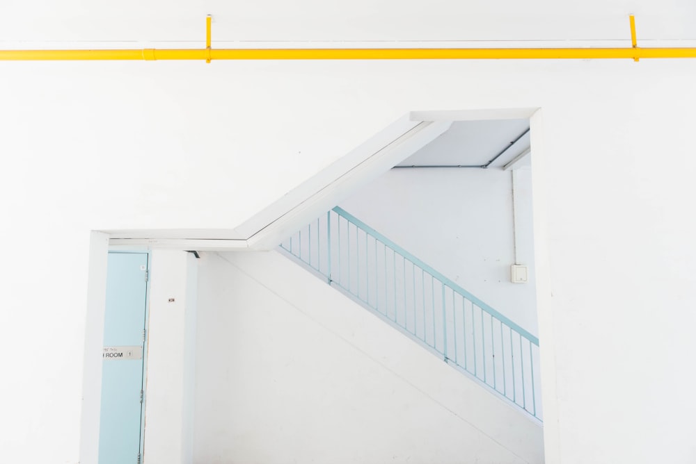 blue upstairs inside white painted wall