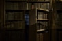 opened secret door inside library