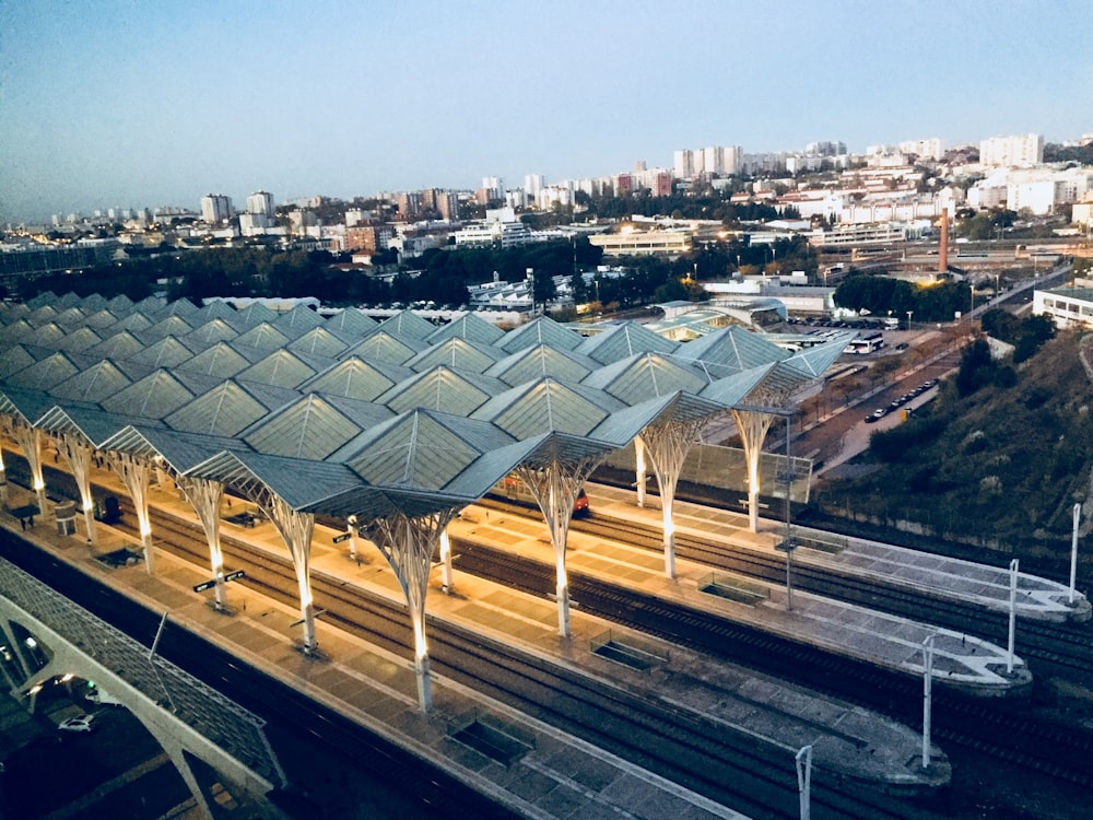 aerial photograph of railroad