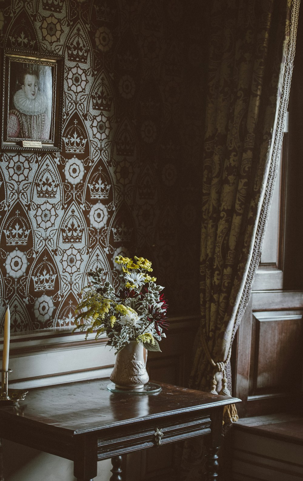 white and yellow flowers in white vase