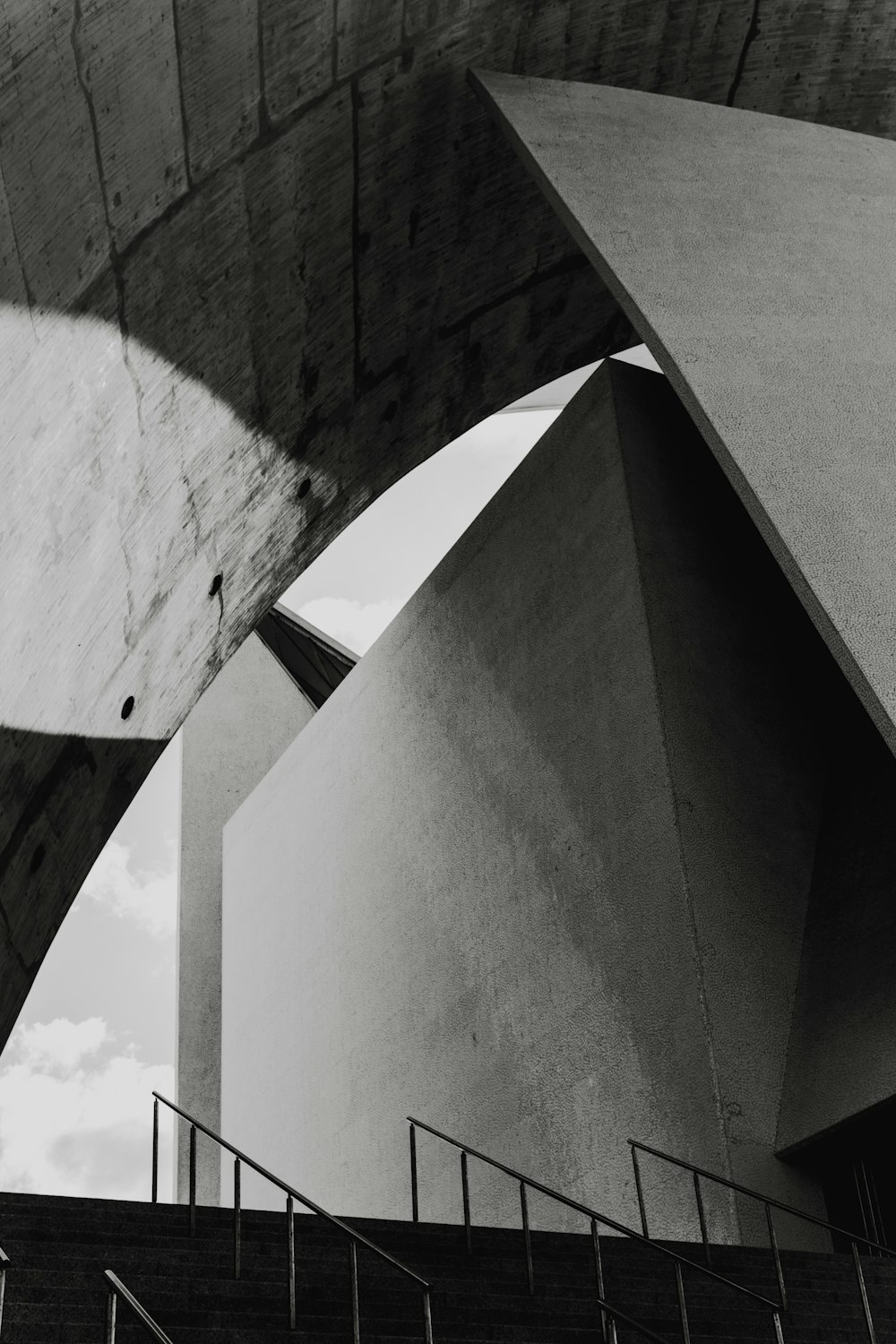 grayscale photography of architectural design