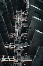 metal scaffolding between building floors