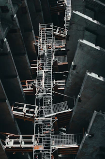 metal scaffolding between building floors