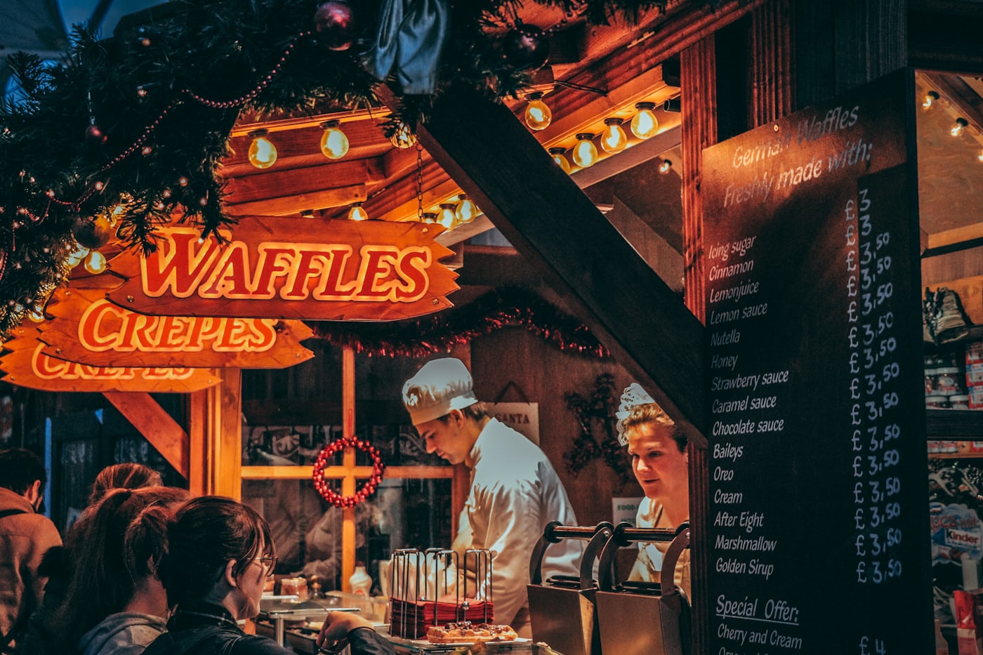 christmas market waffle stand