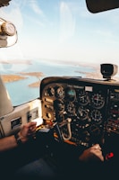 person taking photo inside aircraft