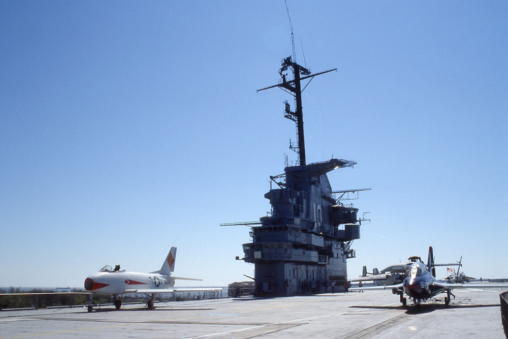 white and black fighter planes