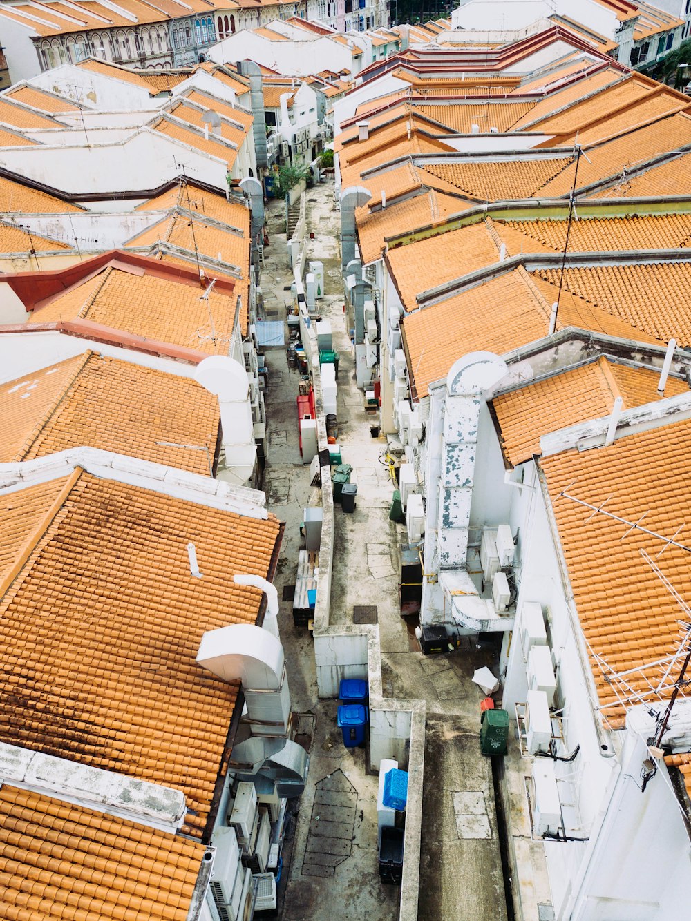 aerial photography of houses with orange roof