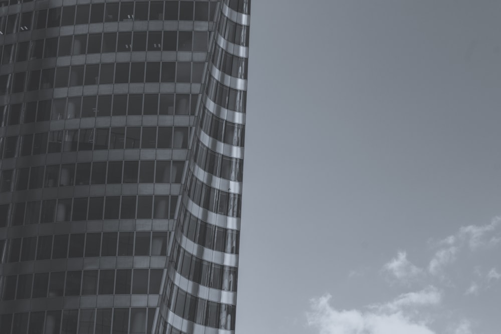 grayscale photo of high-rise building