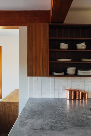 ceramic dish on shelf