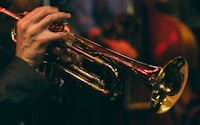 person playing trumpet during night time