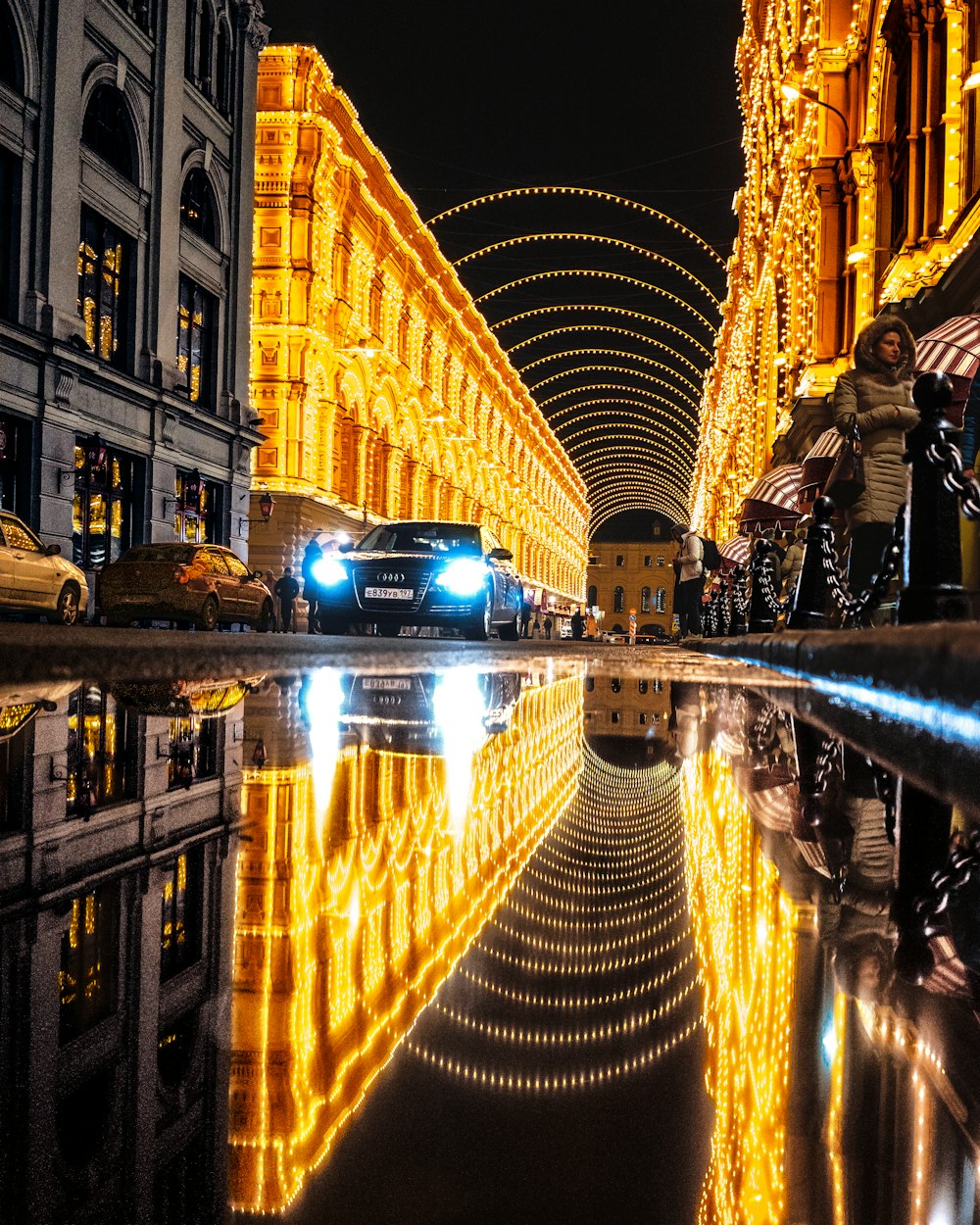 person walking beside street