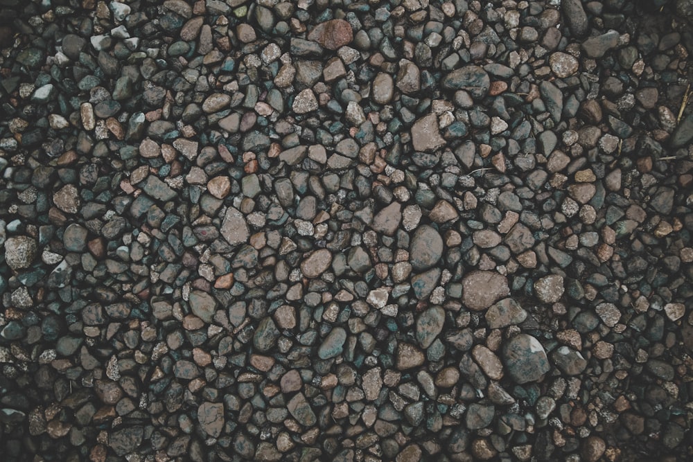 茶色と灰色の小石のハイアングル写真