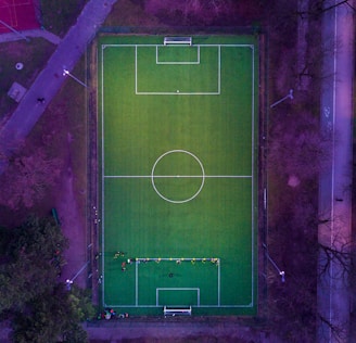 aerial view of tennis court