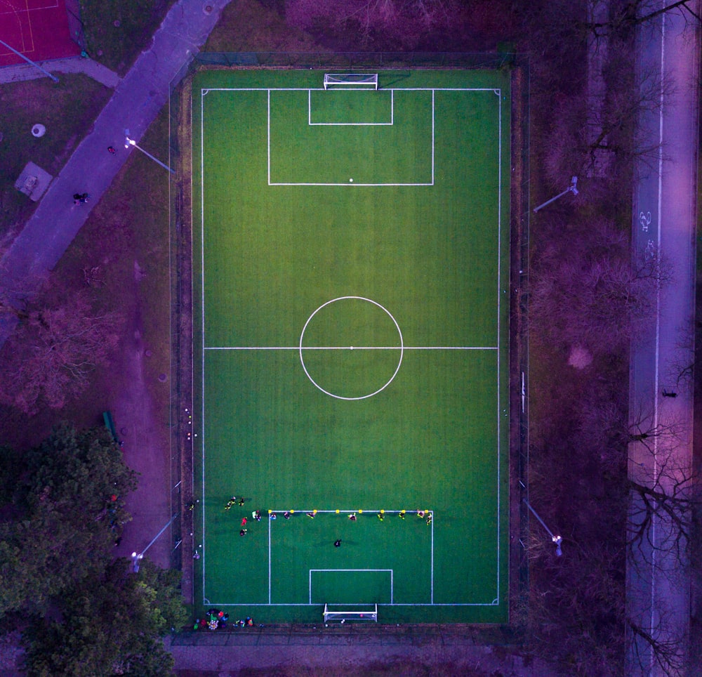 aerial view of tennis court