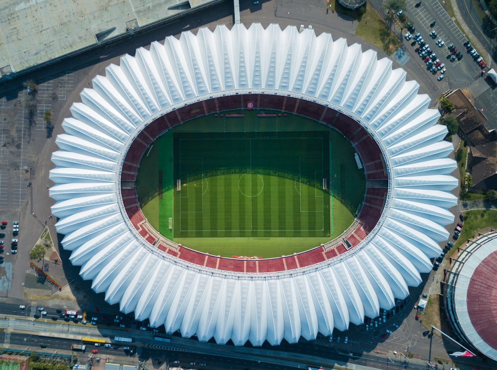 aerial view photography of soccer stadium