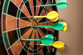 green, red, and yellow dartboard