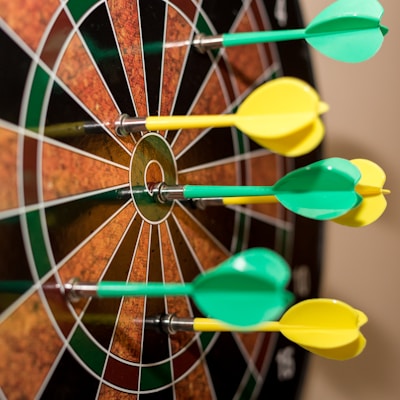 green, red, and yellow dartboard
