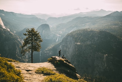 person standing on cliff