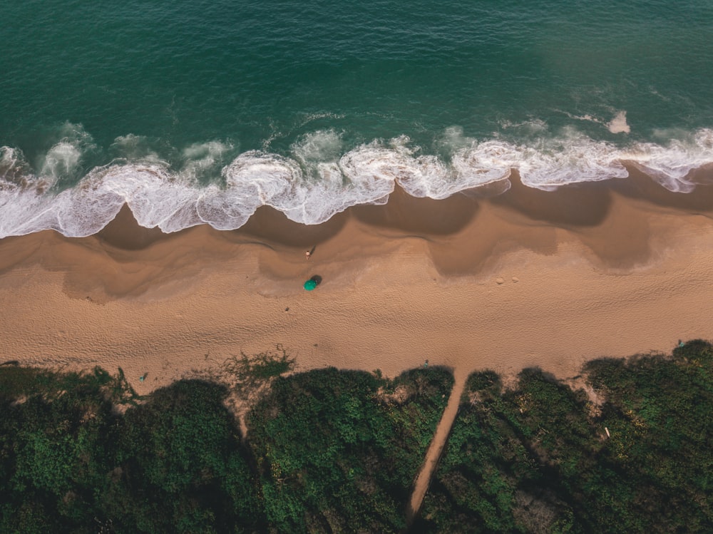 top view shot of seashore