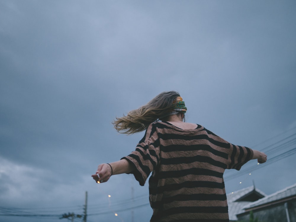 woman walking on the road