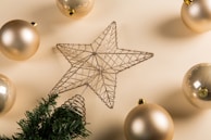 brown gray baubles and star decors