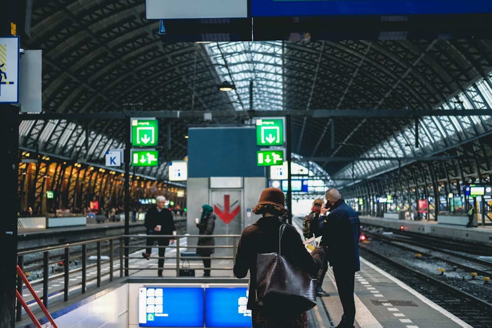 people in train station