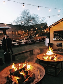 two firepits at the party