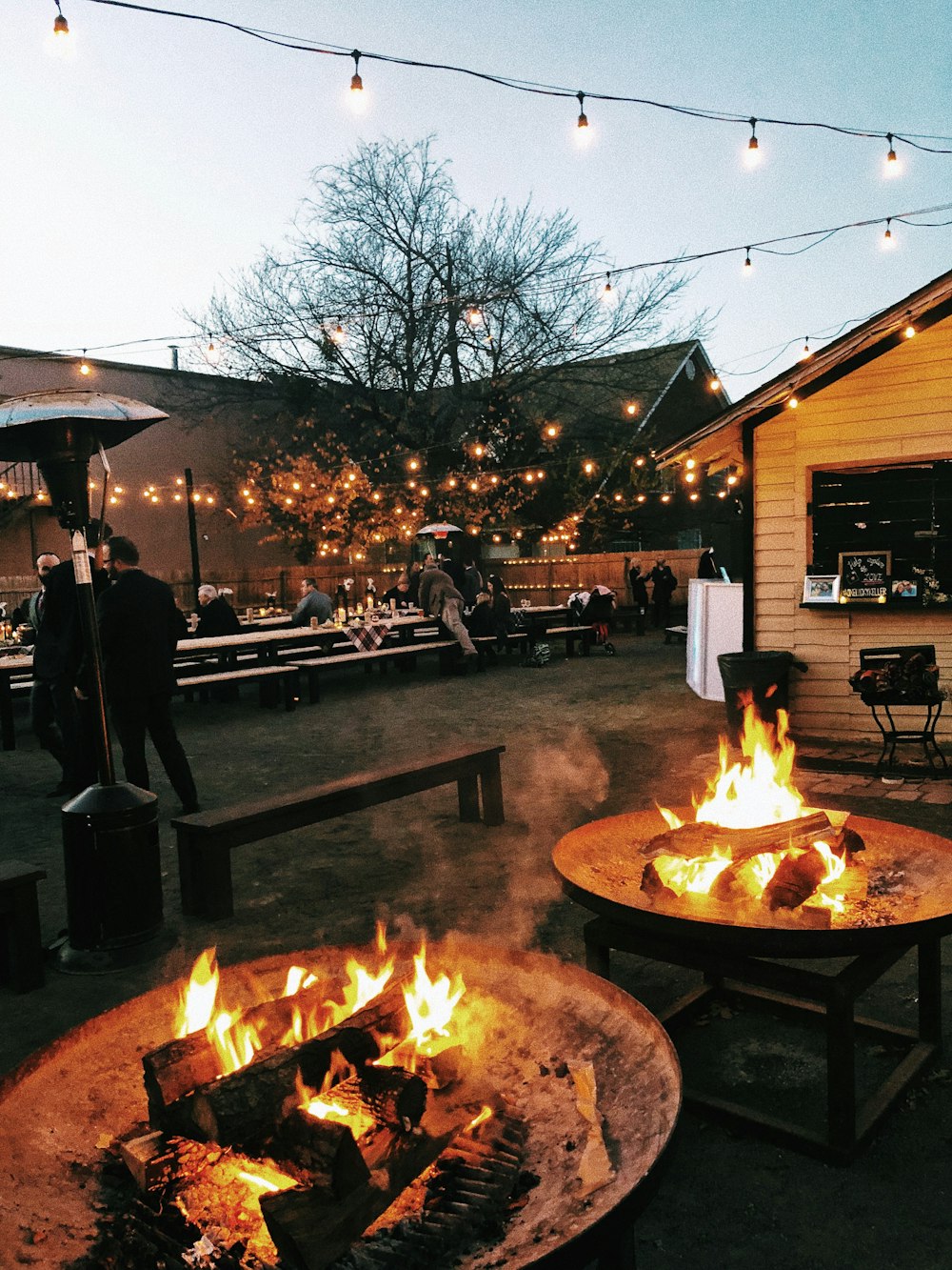 two firepits at the party