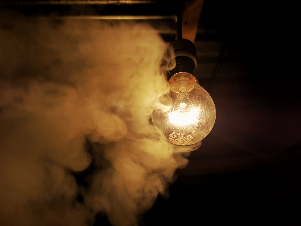 smoke near light bulb