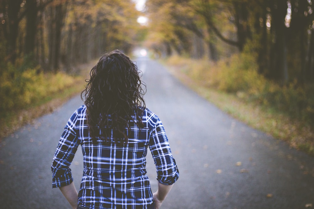 woman walking on street