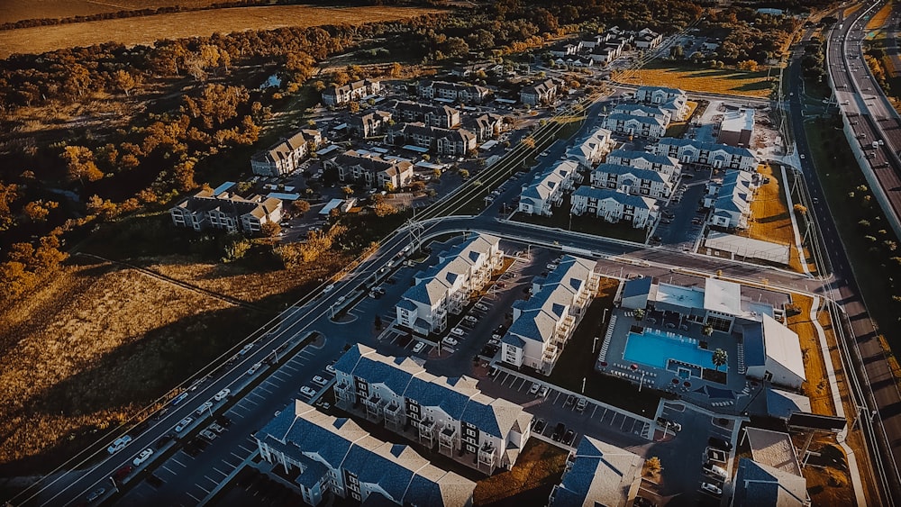 aerial photo of a buildings