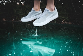 person wearing gray shoes