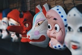 assorted mask wall decor