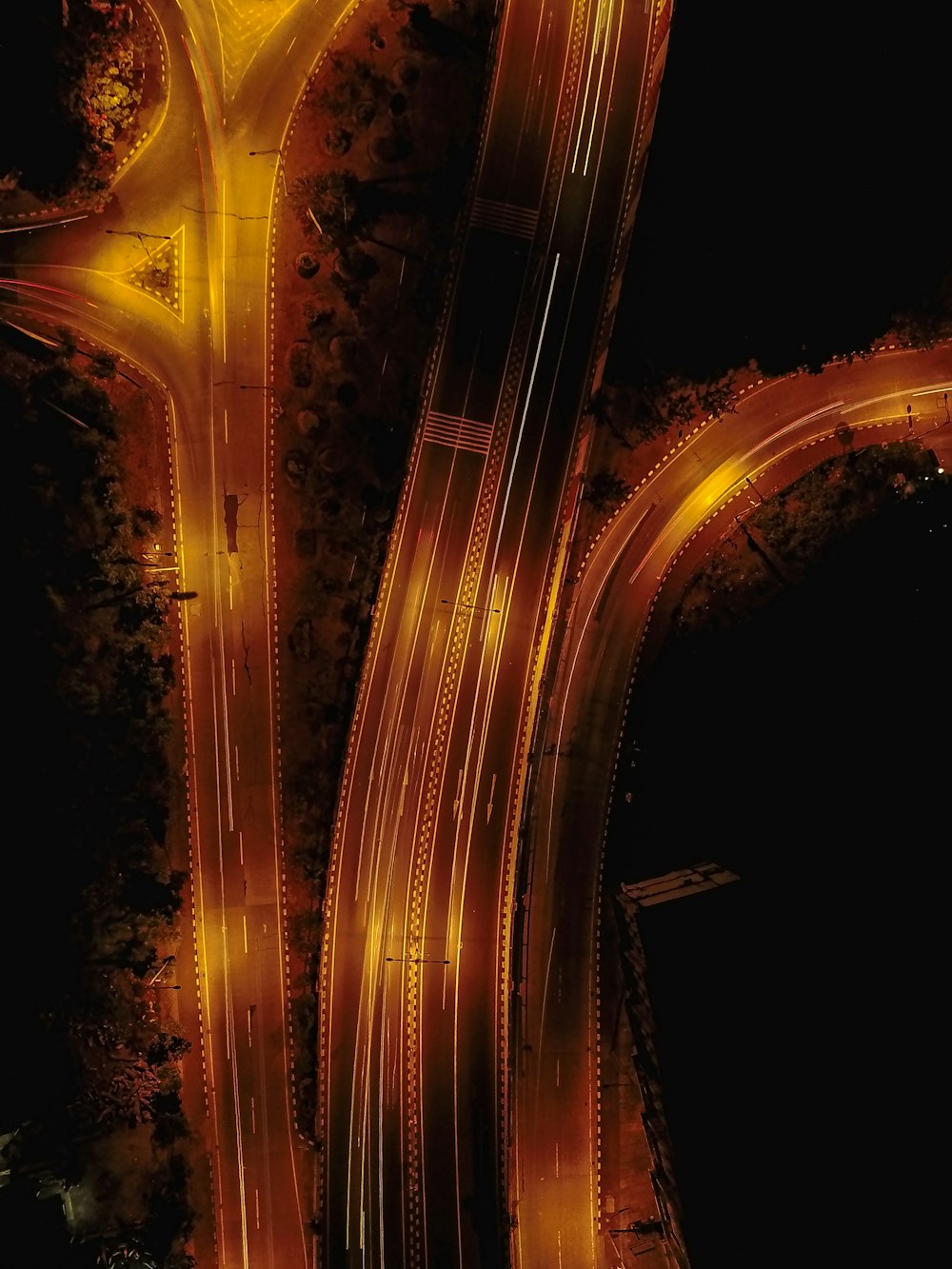 timelapse of concrete roads during nighttime
