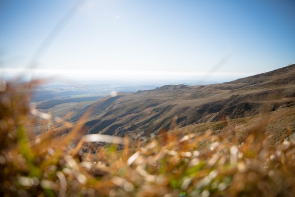Expansive view of serene landscape beyond the hotel, blending soft off-white skies and distant horizons.