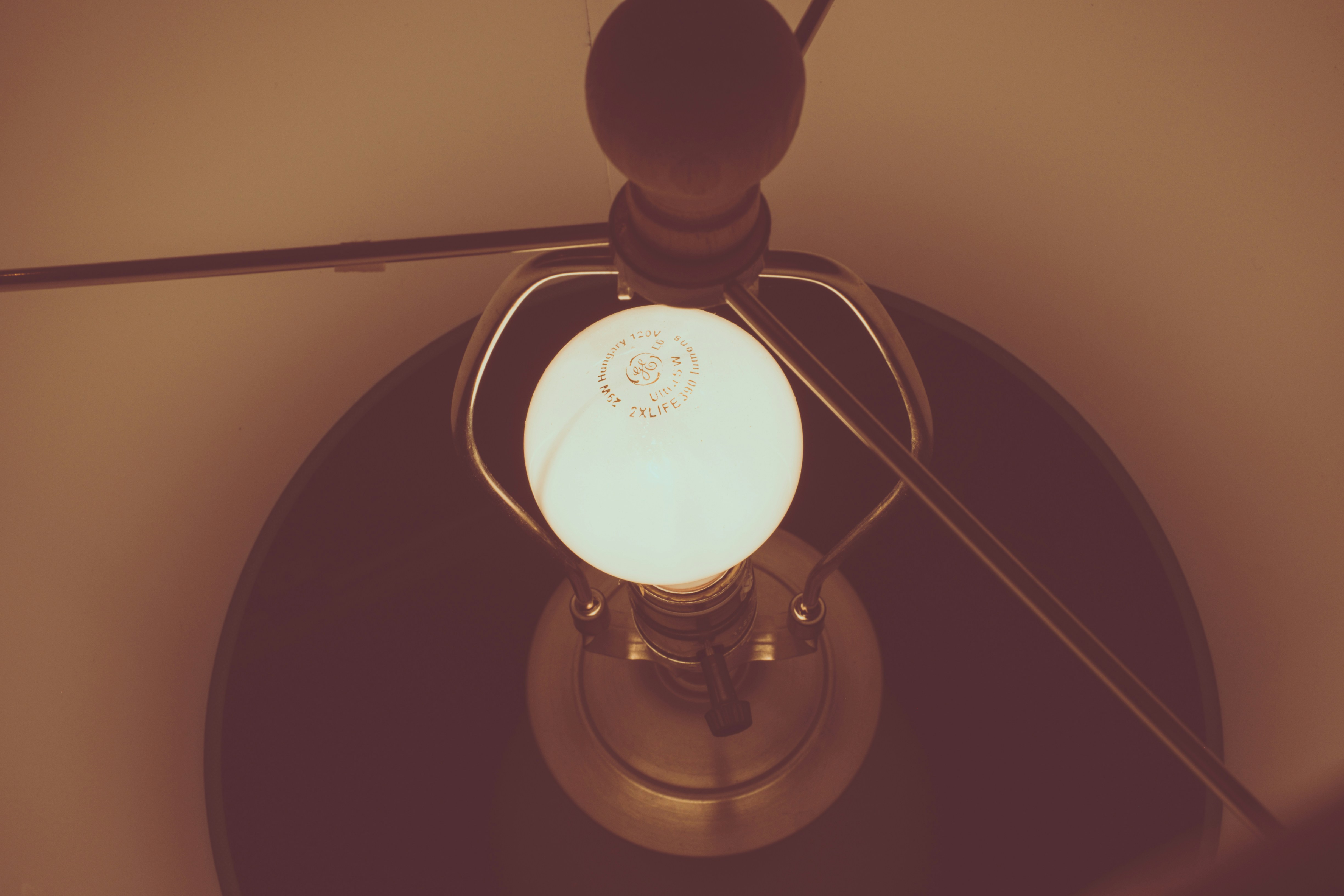 turned on table lamp