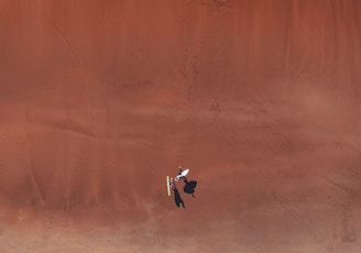 aerial photo of two person in desert