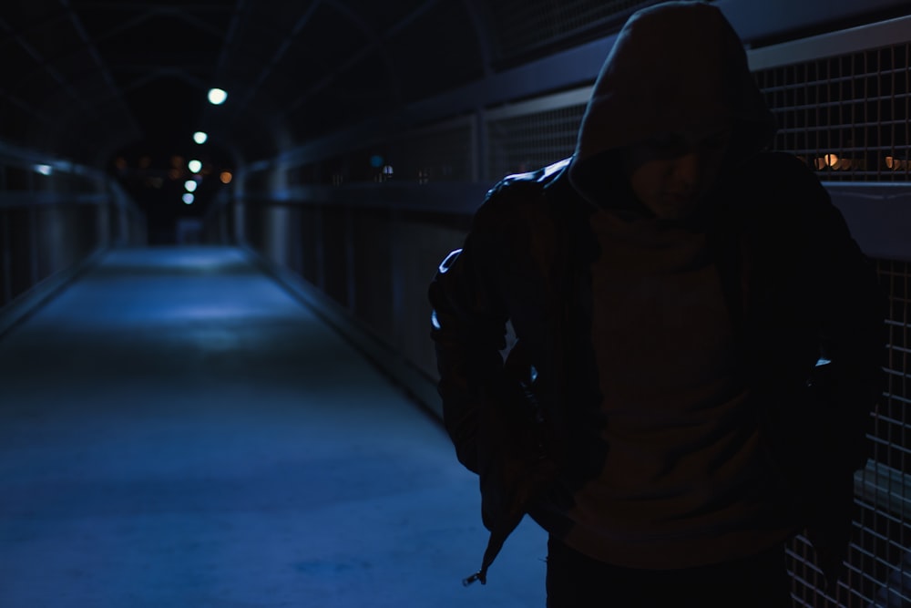 person standing on hallway