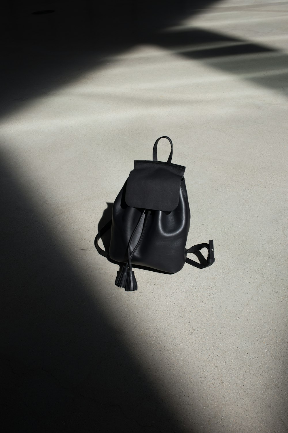 black leather bucket bag