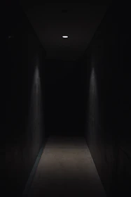 dark pathway lit with small light fixture